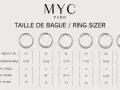 Tableau comparatif pour savoir sa taille de bague sans baguier. Il montre des bagues et leurs correspondances en tailles EU, US, UK et IT.