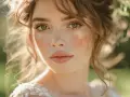 Un maquillage glowy mariage parfait pour une mariée radieuse, avec des joues rosées et un éclat naturel.
