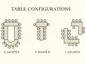 Schémas de disposition de tables pour un mariage : en U, en T, en L.