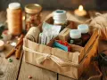 Un joli kit de survie mariage pour invités, rempli de petites attentions.