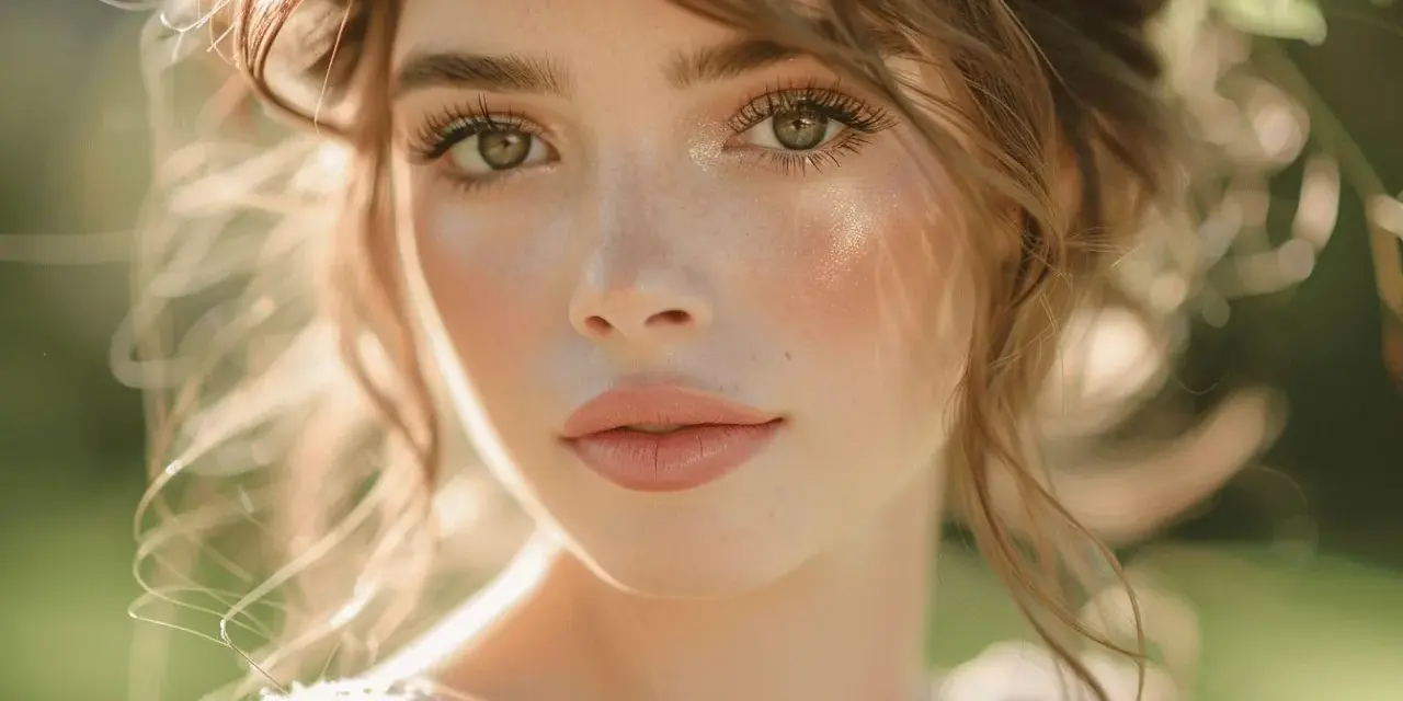 Un maquillage glowy mariage parfait pour une mariée radieuse, avec des joues rosées et un éclat naturel.