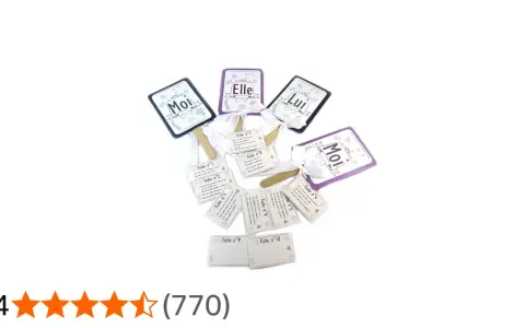 Un jeu de cartes "Elle et Lui" pour une question amusante. Des fiches avec des questions pour mieux se connaître.