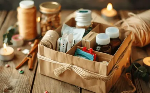 Un joli kit de survie mariage pour invités, rempli de petites attentions.